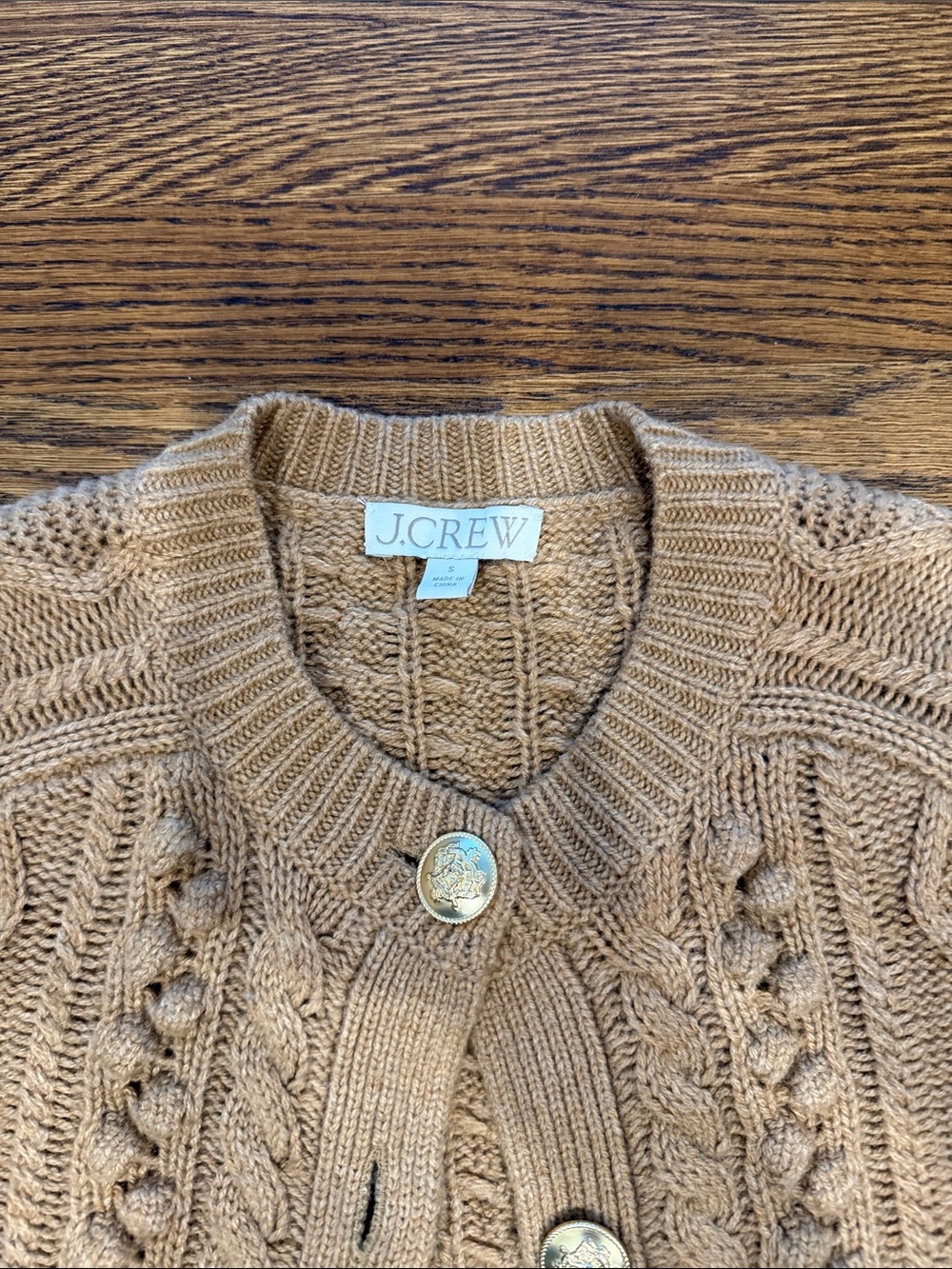 J Crew size small chunky cable size small cardigan - caramel color - Picture 3 of 5